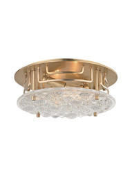 Holland 11 1/4 inch Flush Mount Ceiling Light in Aged Brass.